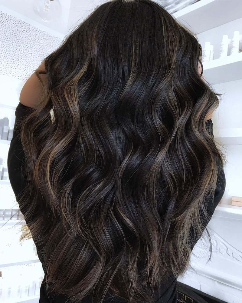 black hair highlights subtle highlights on black hair - Luxe Digital
