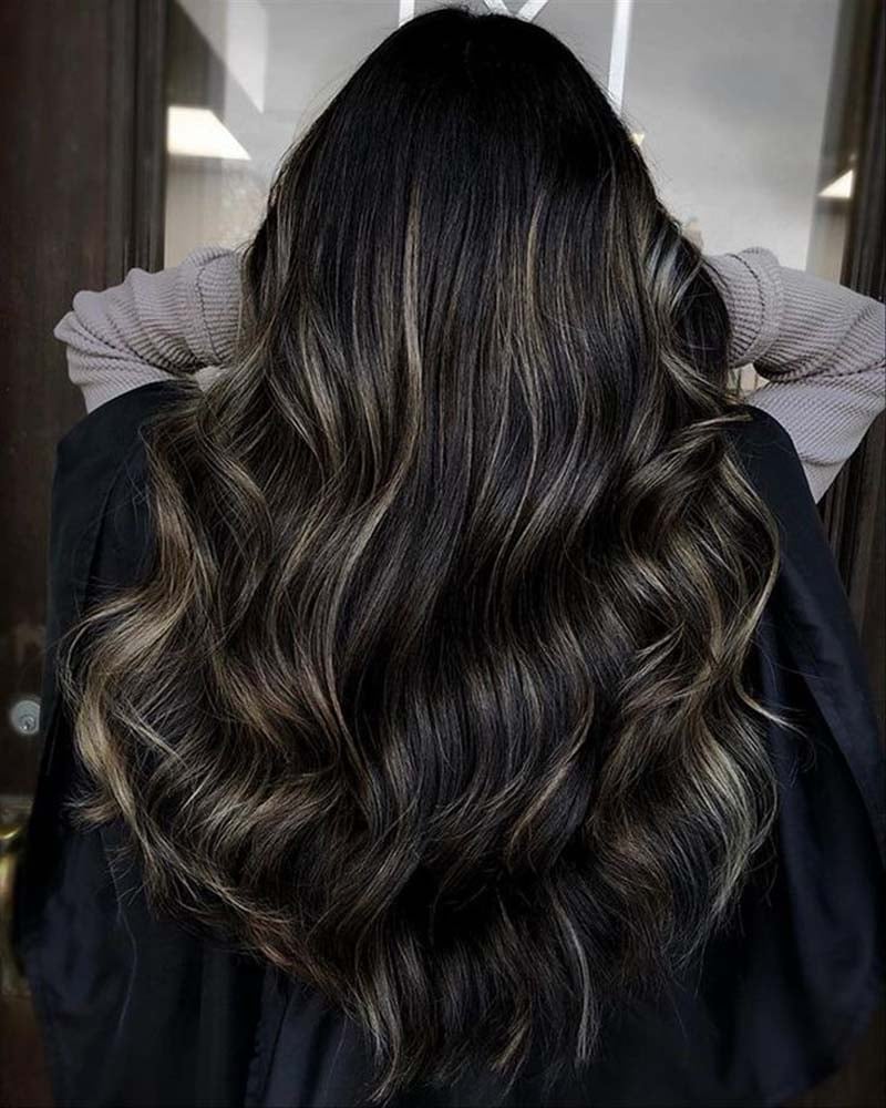 black hair highlights subtle highlights on black hair - Luxe Digital