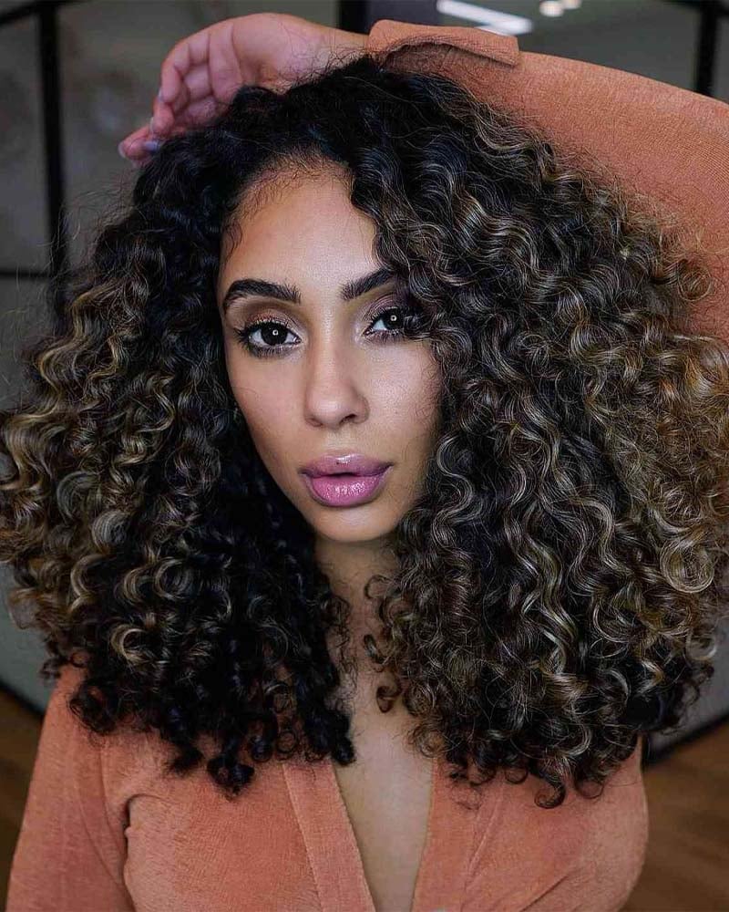 black hair with brown highlights - Luxe Digital