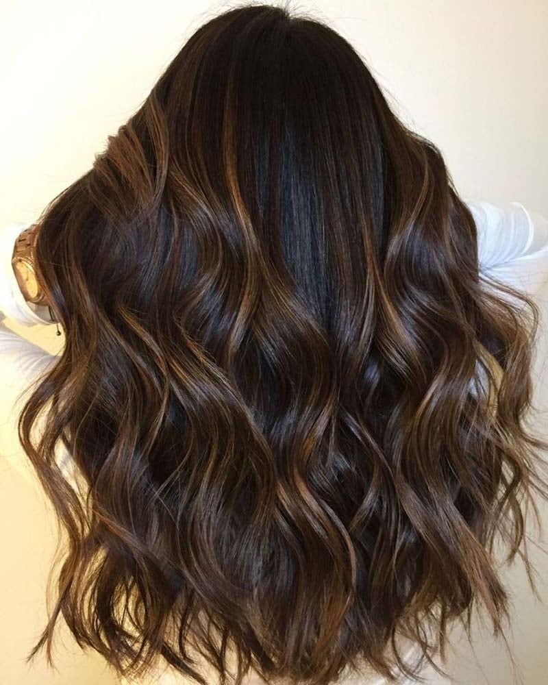 black hair with brown highlights - Luxe Digital