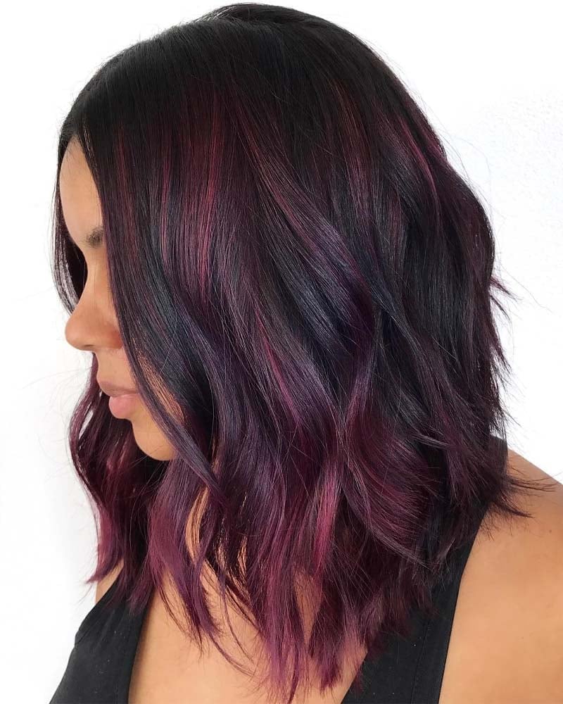 black hair with burgundy highlights1 - Luxe Digital