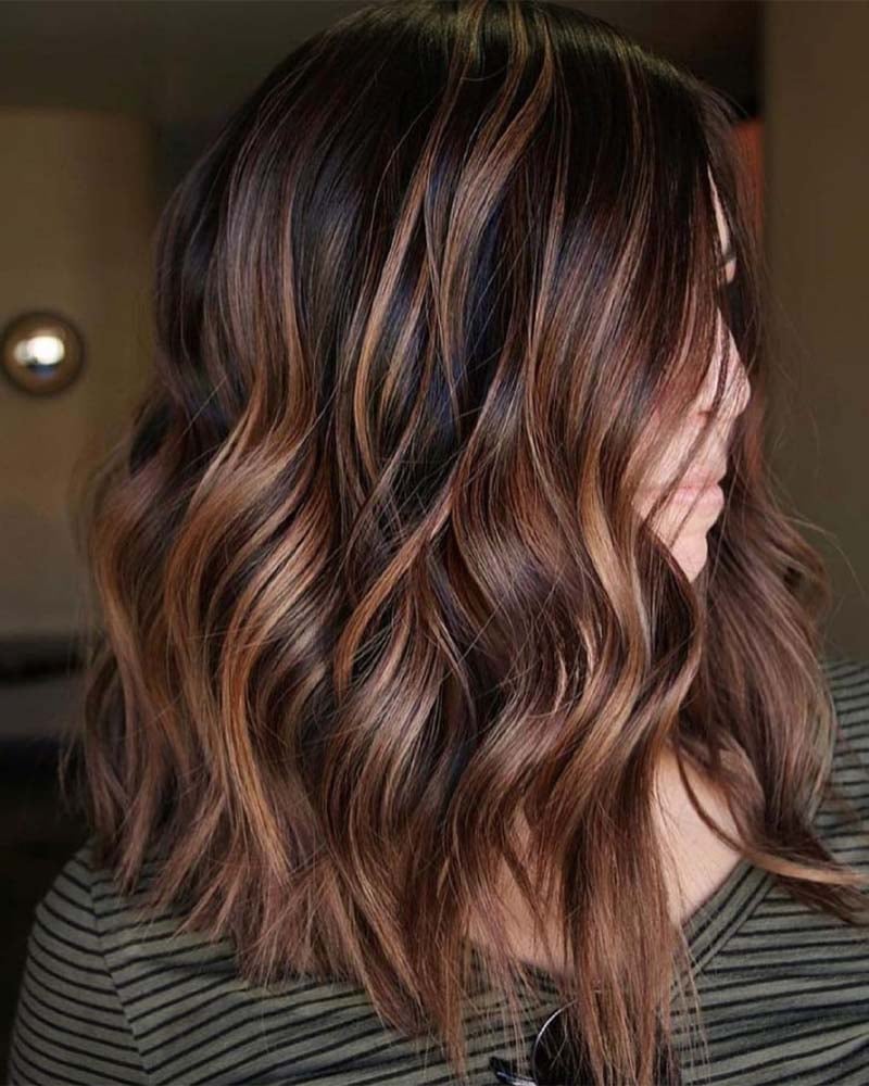 black hair with copper highlights - Luxe Digital