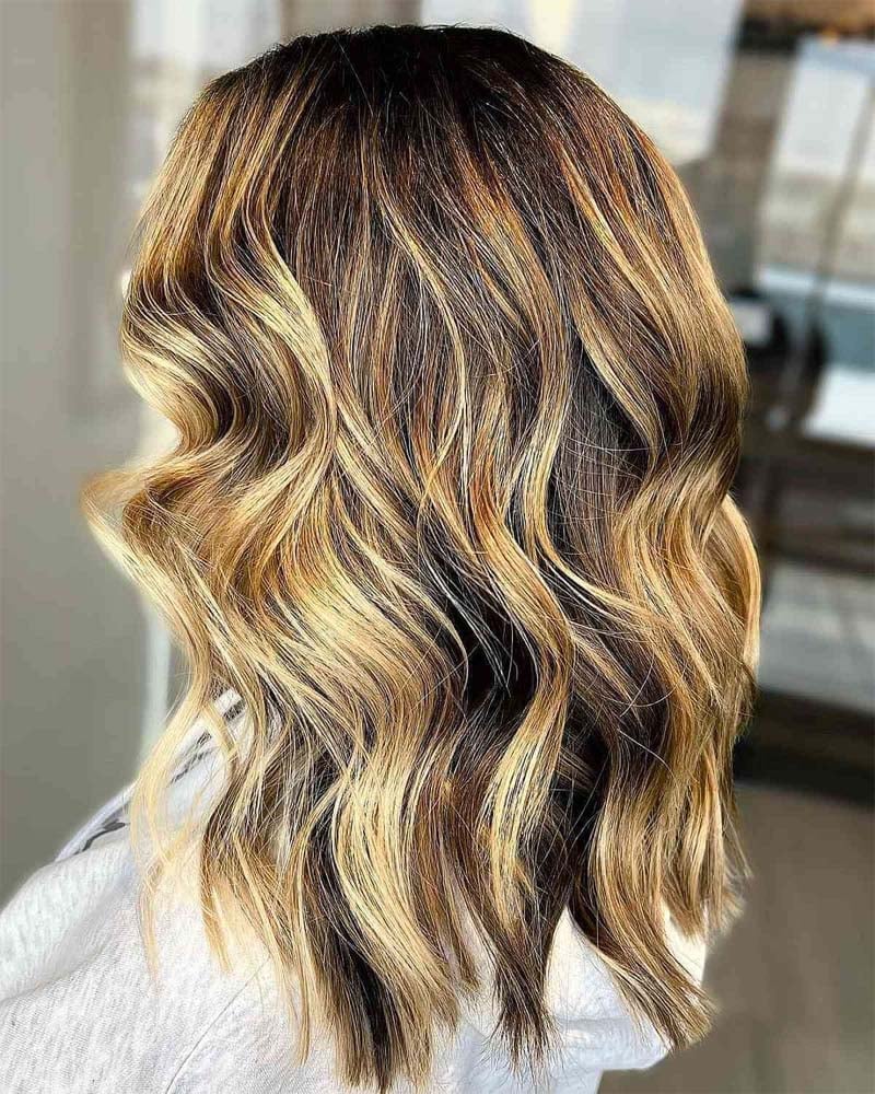 black hair with honey blonde highlights - Luxe Digital