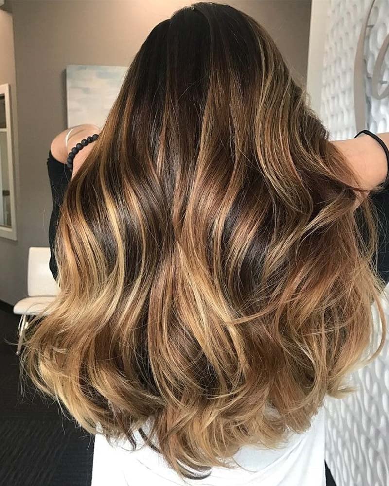 black hair with honey highlights - Luxe Digital