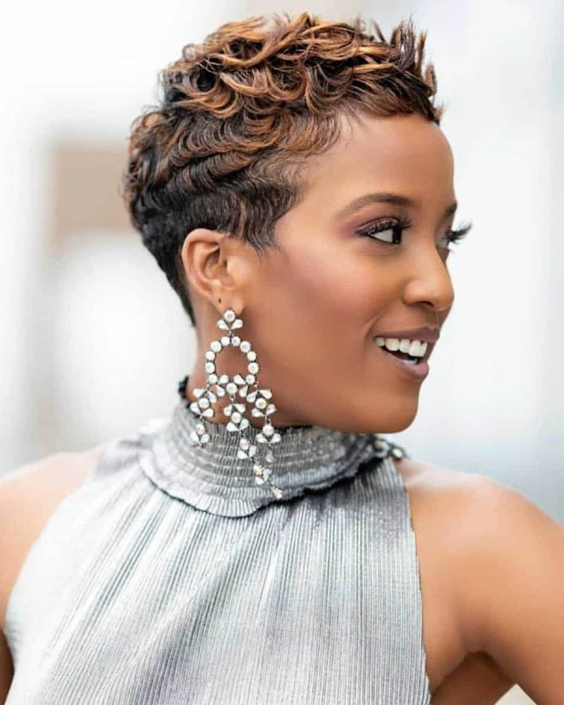 black women short hairstyles neat sleek cut with highlighted top Luxe Digital