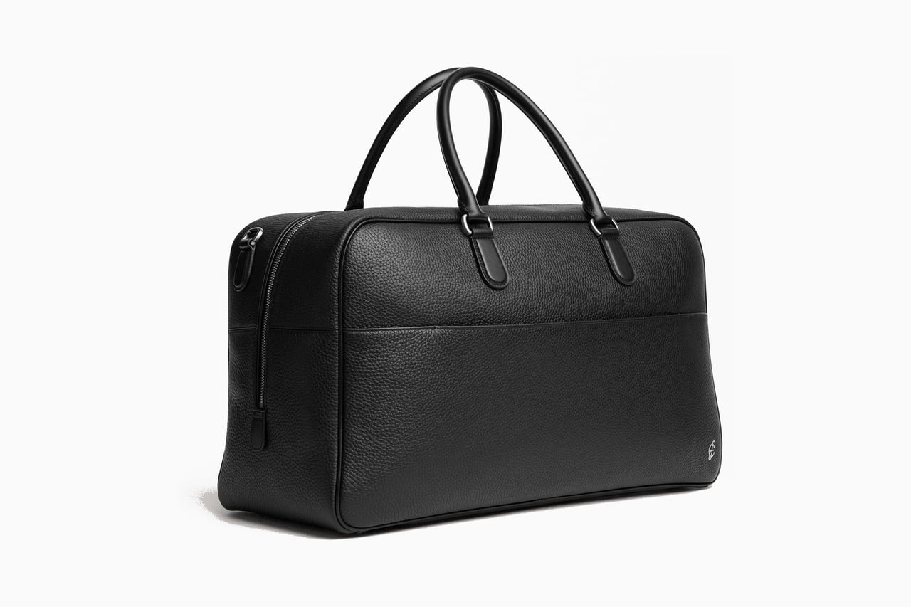 Carl Friedrik Granville Weekender in black pebbled leather - Luxe Digital