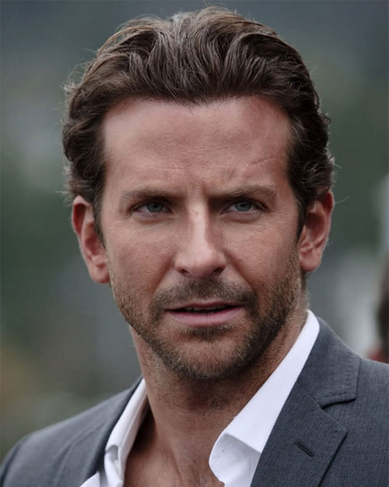 curly hairstyles men slick back Bradley Cooper - Luxe Digital
