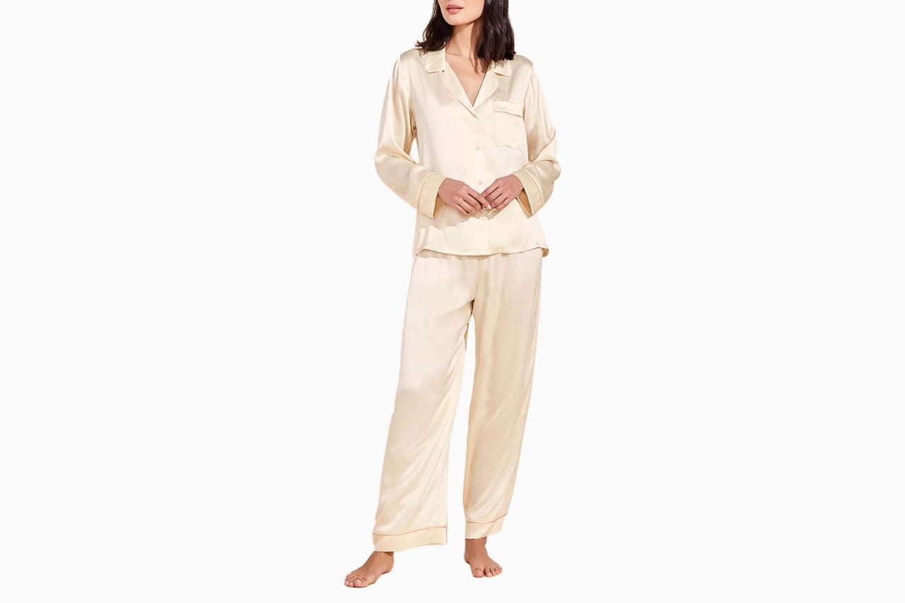 Eberjey Long Silk PJ Set