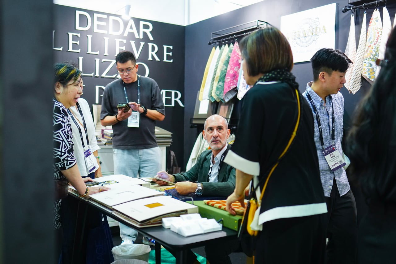 Textile samples at an exhibitor stand at FIND Design Fair Asia