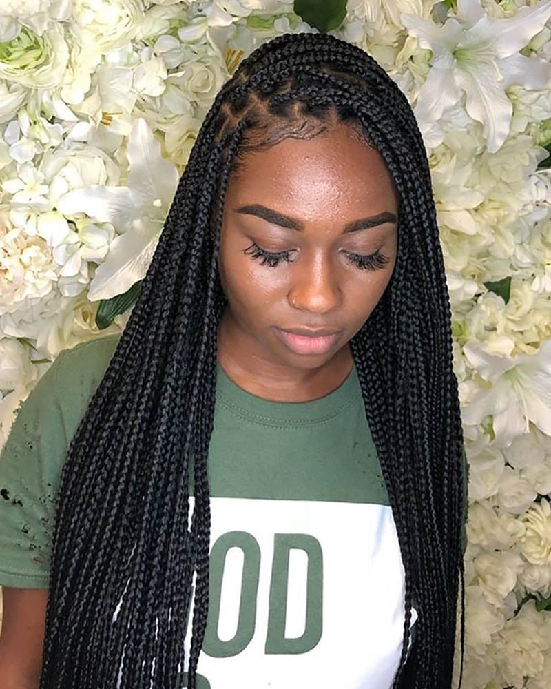 knotless braids women box braids styled sideways Luxe Digital