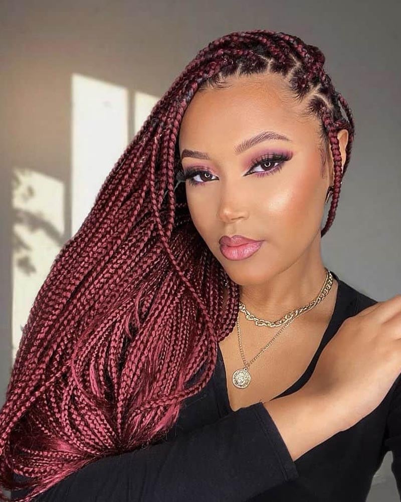 knotless braids women burgundy knotless braids Luxe Digital