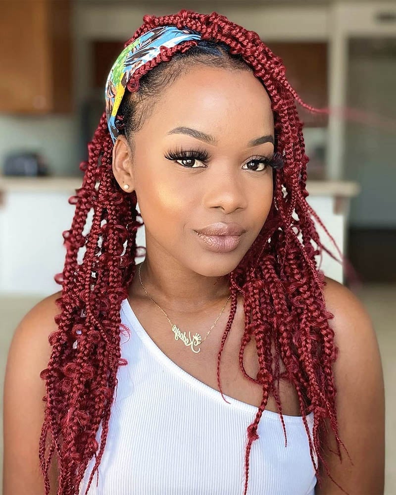 knotless braids women burgundy knotless braids Luxe Digital