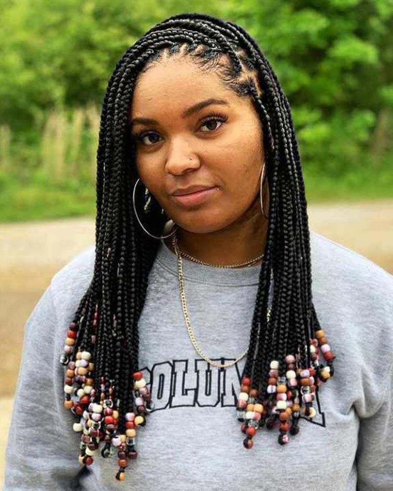 knotless braids women knotless lob with beads Luxe Digital