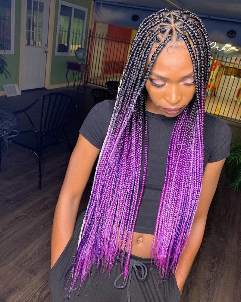 knotless braids women purple knotless braids Luxe Digital