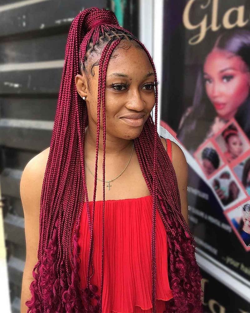 knotless braids women red knotless braids Luxe Digital