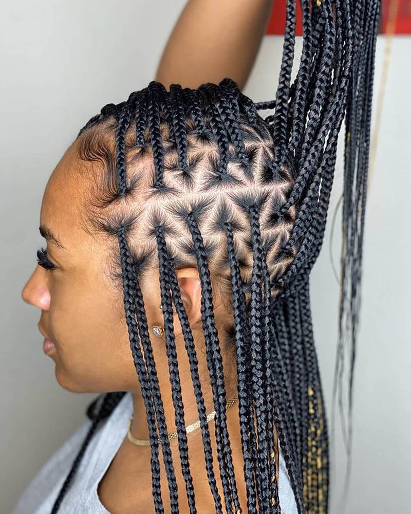 knotless braids women triangle pattern knotless braids Luxe Digital