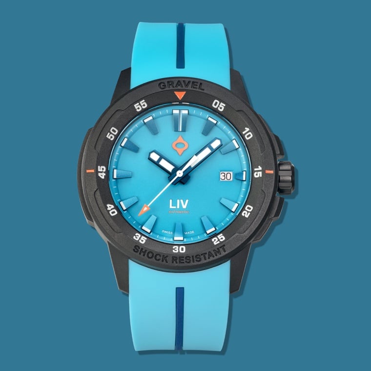 LIV Gravel 001 Swiss automatic watch in ocean blue - Luxe Digital