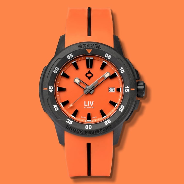 LIV Gravel 001 Swiss automatic watch in orange - Luxe Digital