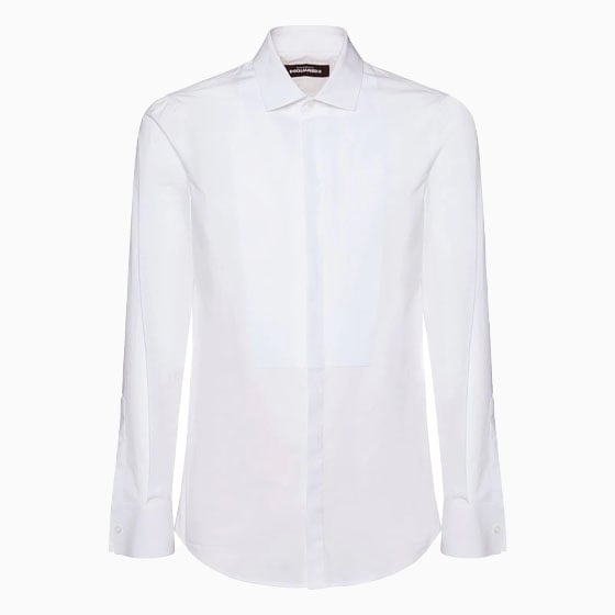 luisaviaroma party outfit men dsquared2 slim cotton poplin tuxedo shirt - Luxe Digital