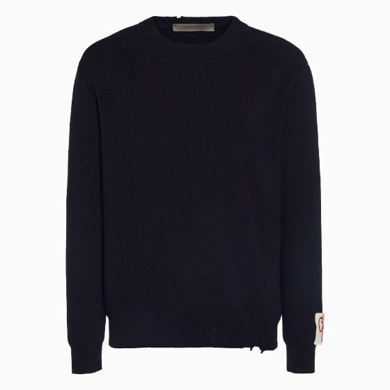 luisaviaroma party outfit men golden goose distressed cotton knit sweater - Luxe Digital