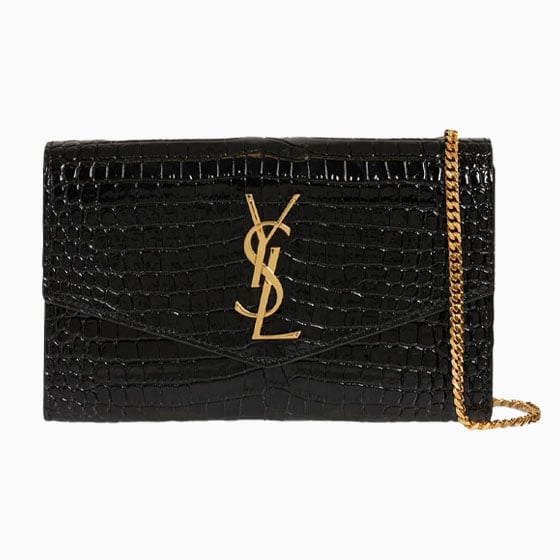 luisaviaroma party outfit women saint laurent uptown leather chain wallet - Luxe Digital