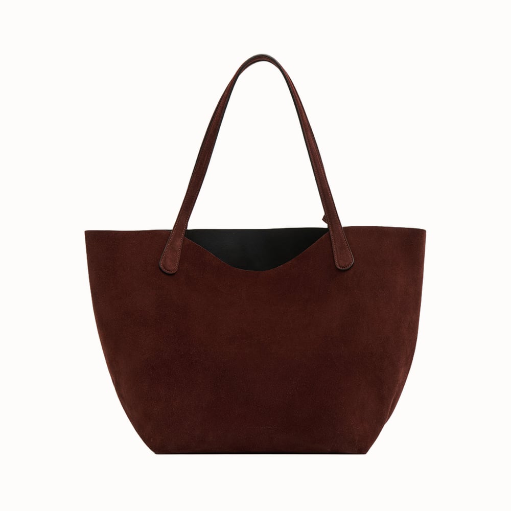 Mansur Gavriel Everyday Soft Tote in Chocolate Suede - Luxe Digital