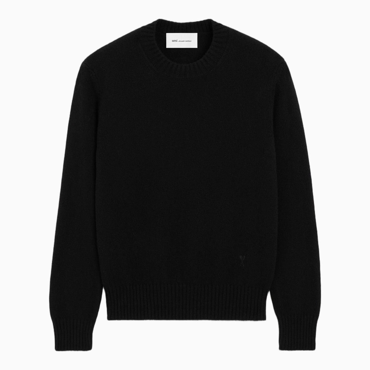 Black cashmere crew-neck sweater by Ami Paris