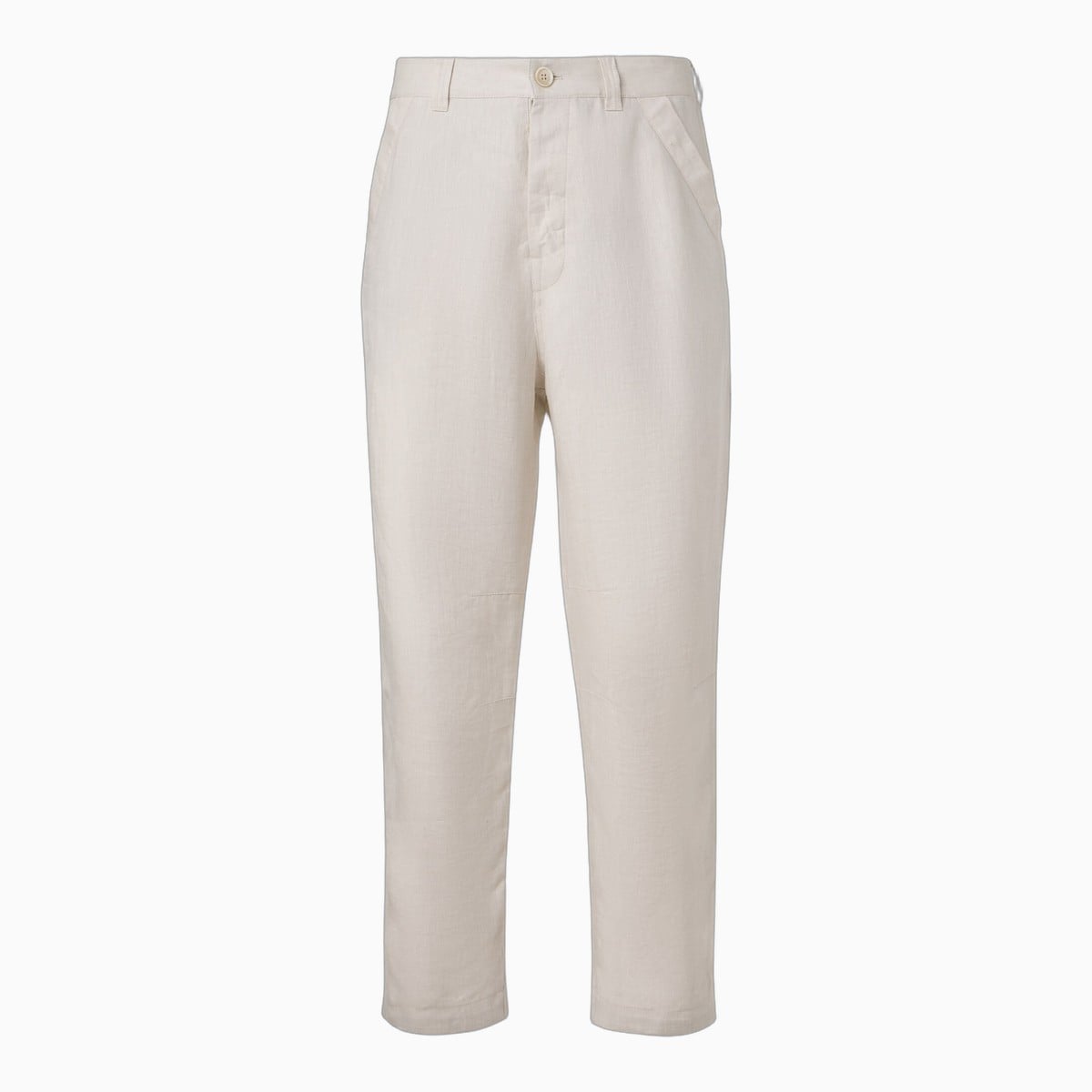 Beige linen straight trousers by Brunello Cucinelli
