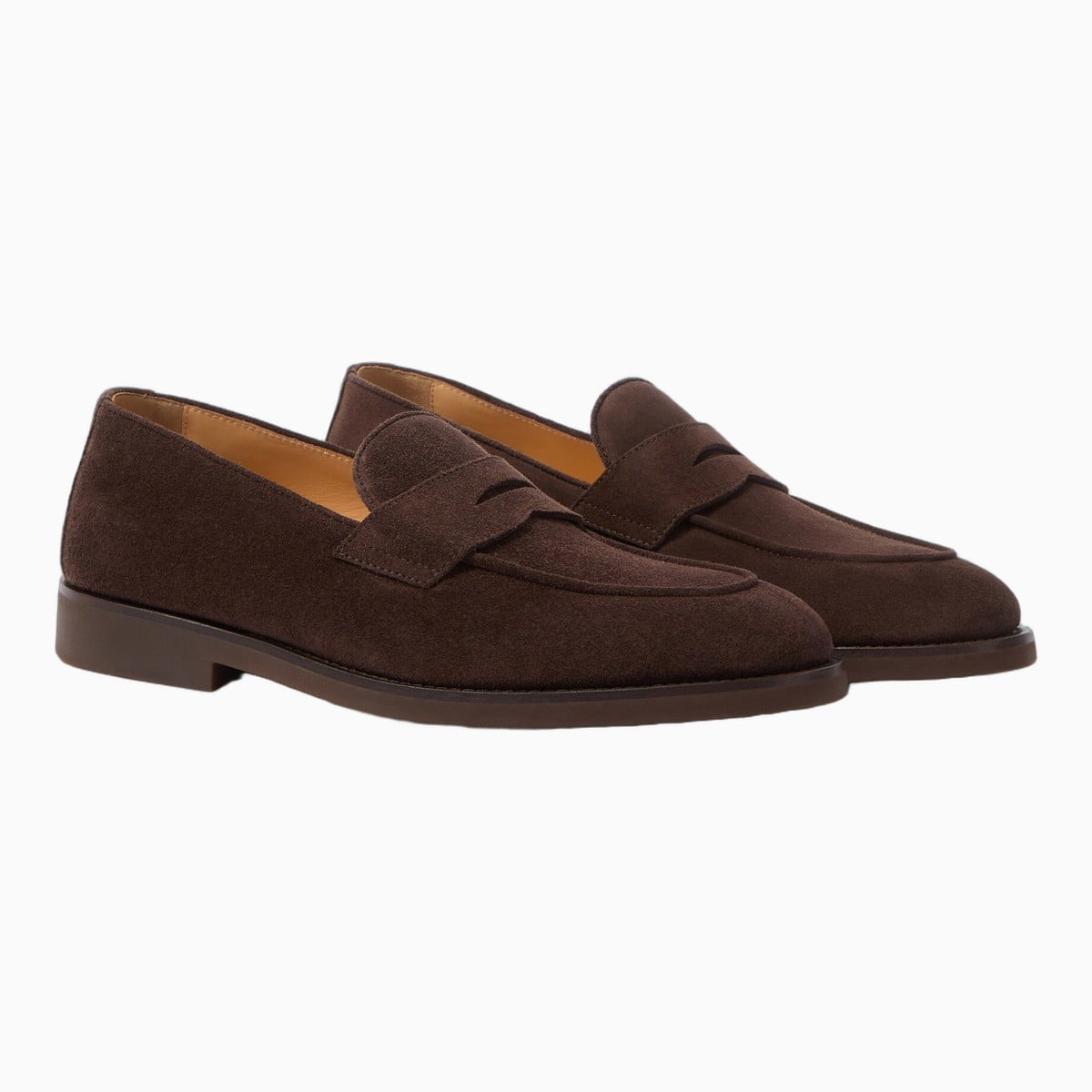 Brown suede penny loafers by Brunello Cucinelli