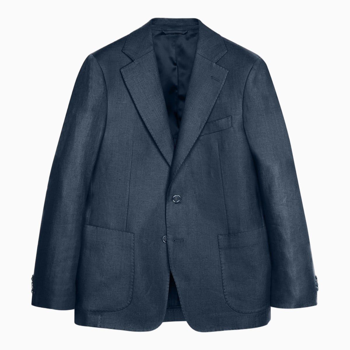 Navy unstructured linen blazer by Luca Faloni