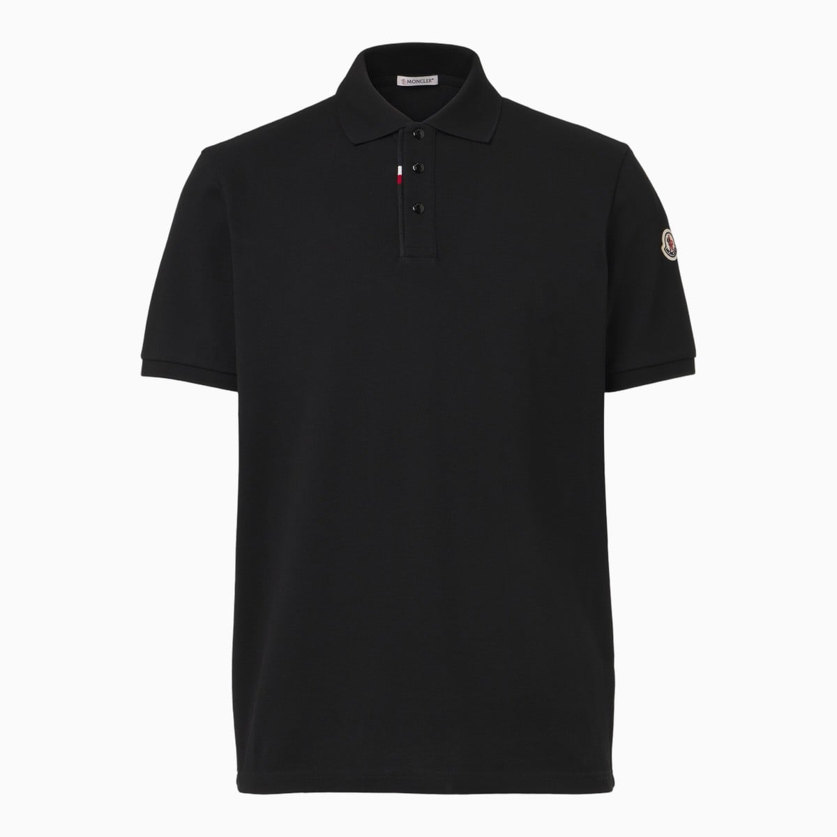 Black cotton piqué polo by Moncler