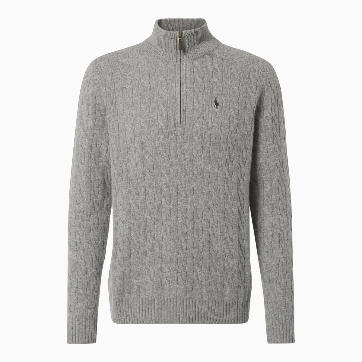 Grey cable-knit half-zip sweater by Polo Ralph Lauren