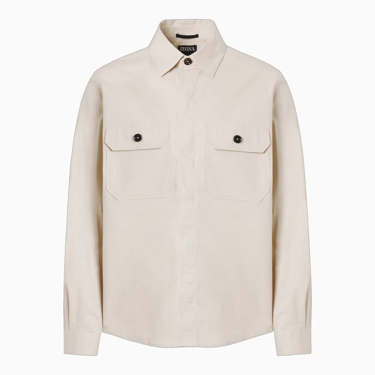 beige Zegna cotton-blend overshirt