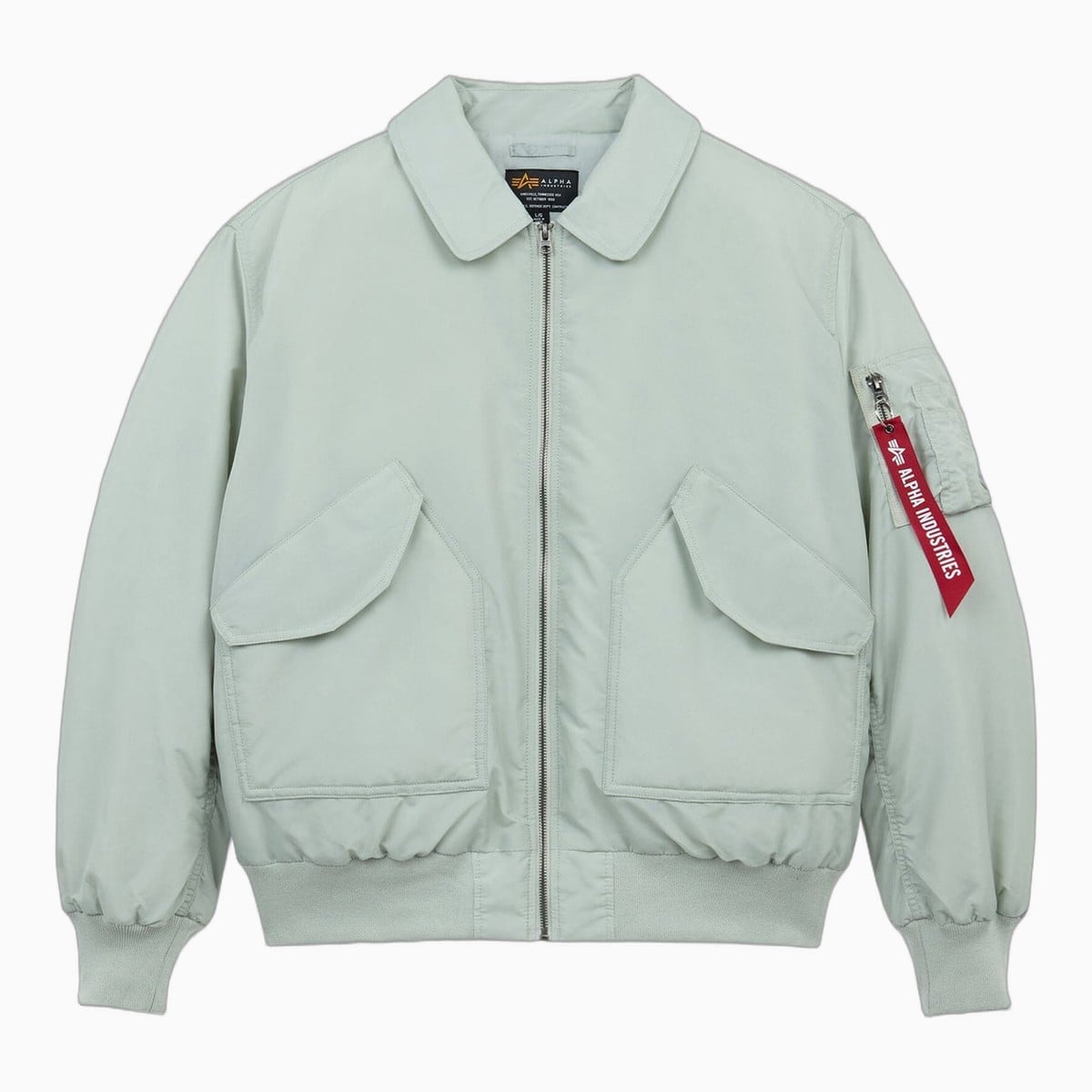 pale green Alpha Industries CWU 45/P bomber jacket