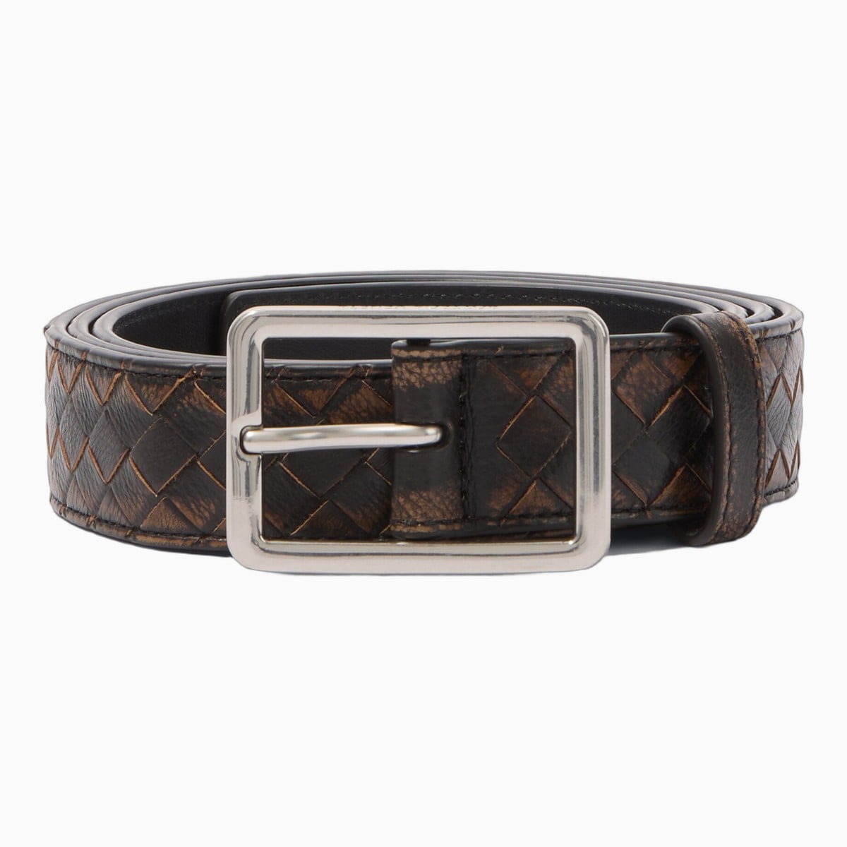 brown Bottega Veneta Intrecciato woven leather belt
