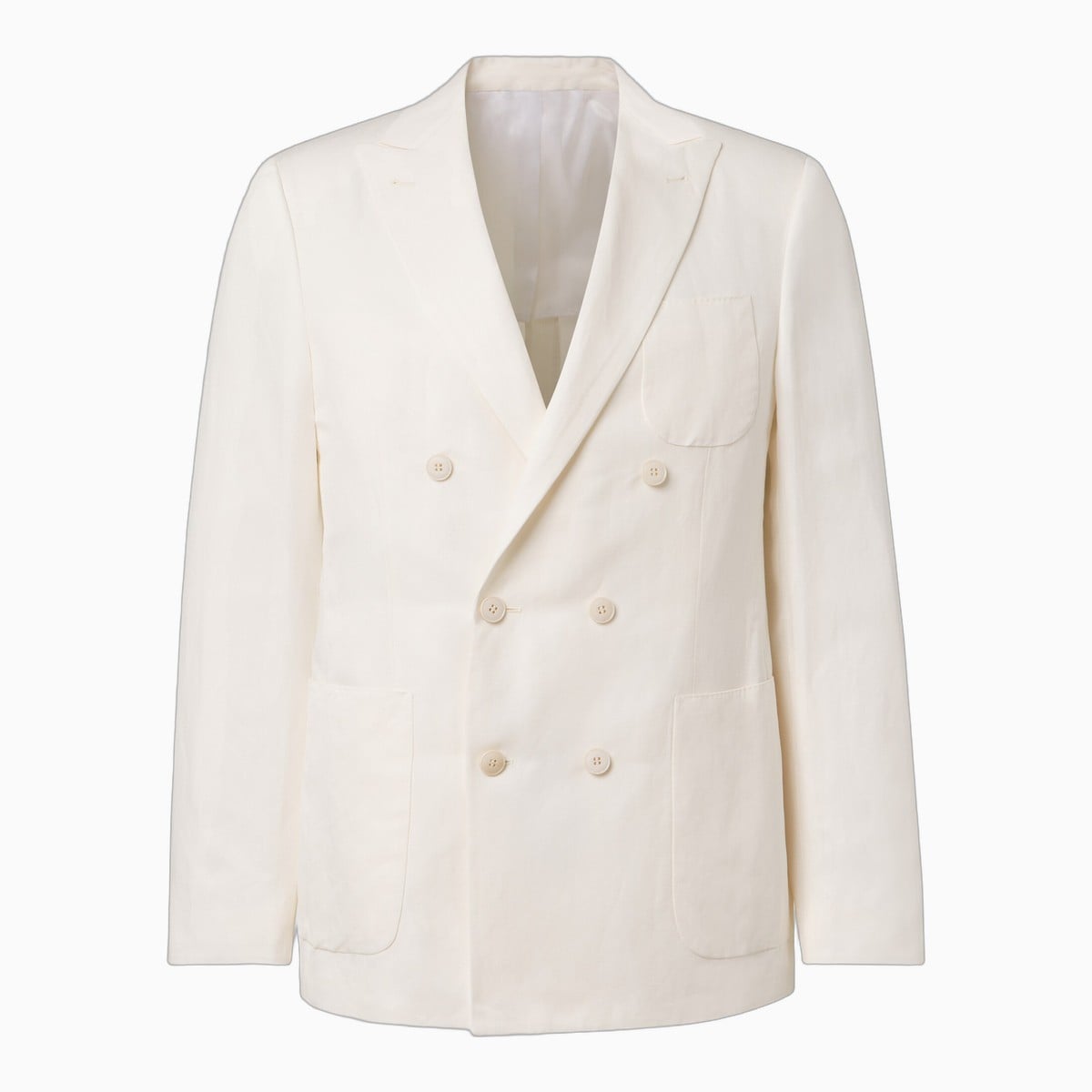 white Canali double-breasted linen and silk blazer