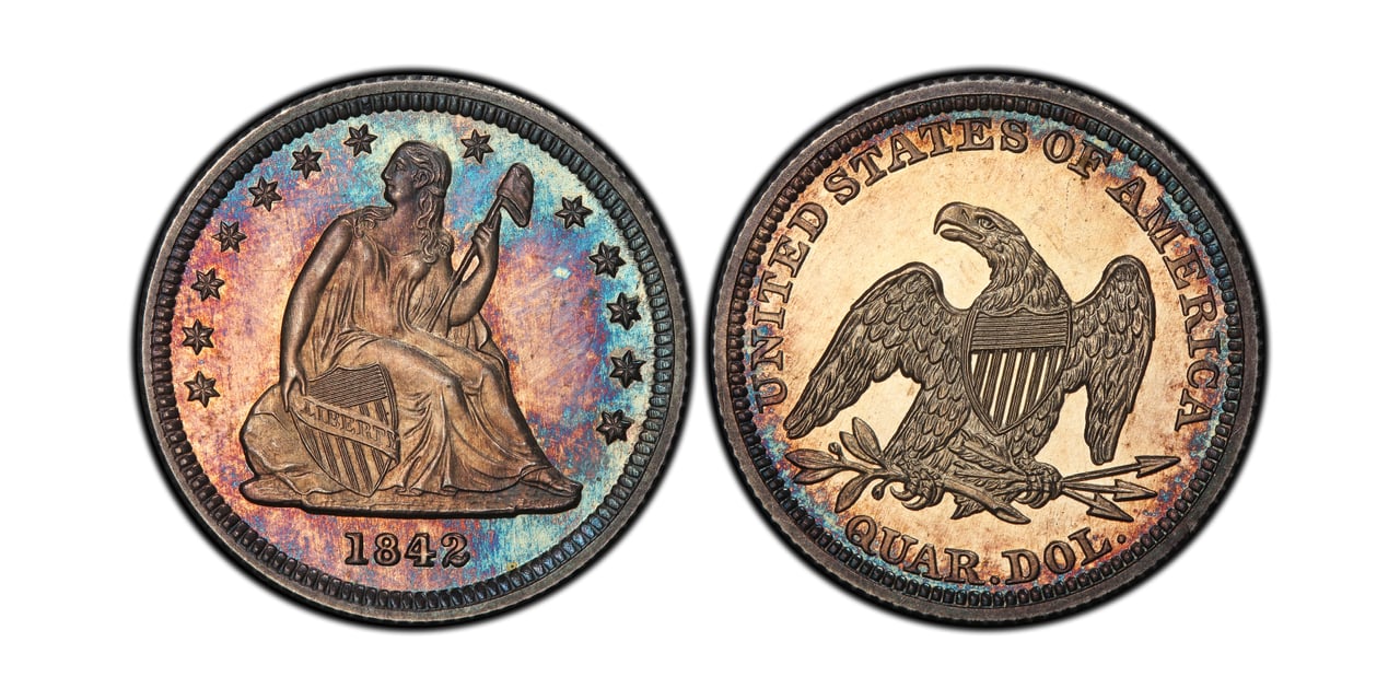 most valuable quarters 1842 small date liberty seated quarter proof - Luxe Digital