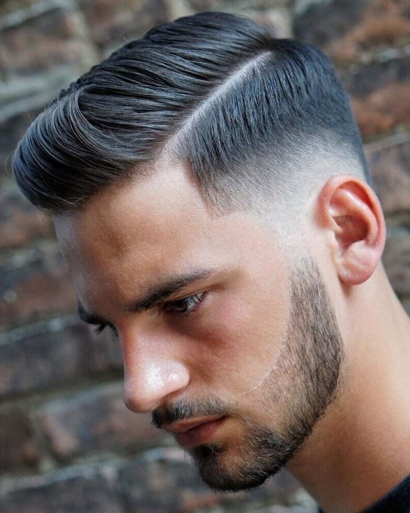 taper fade haircuts men classic side part taper fade Luxe Digital