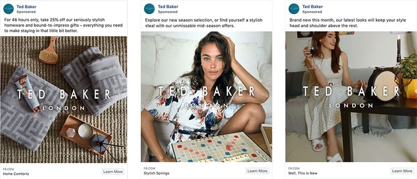 ted baker social ads luxury stay-at-home economy - Luxe Digital