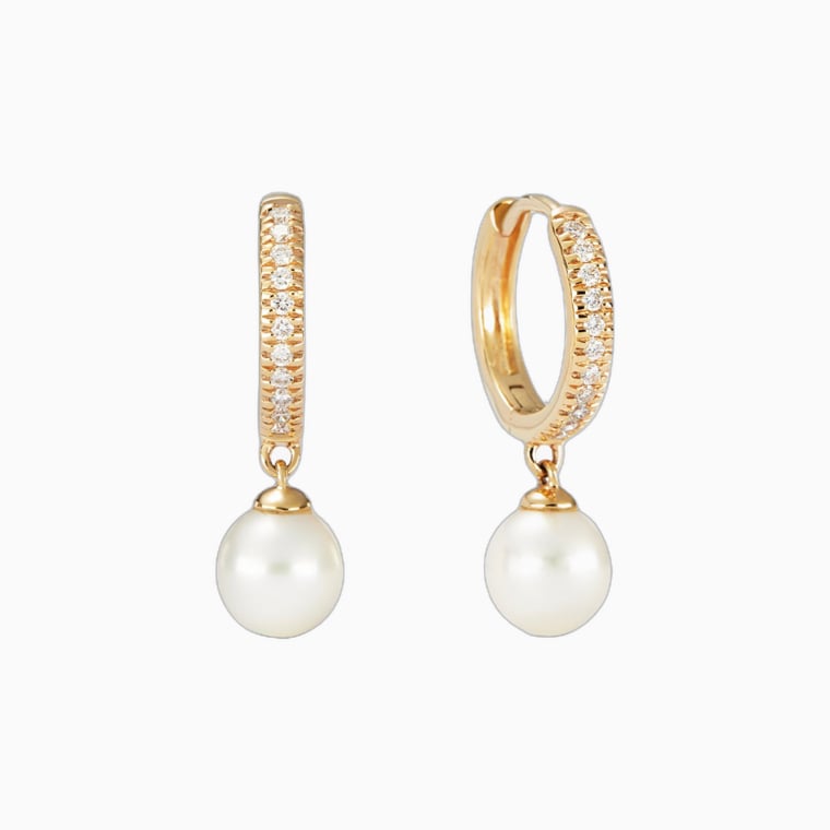 women business professional dress code guide mejuri pavé diamond pearl huggies - Luxe Digital