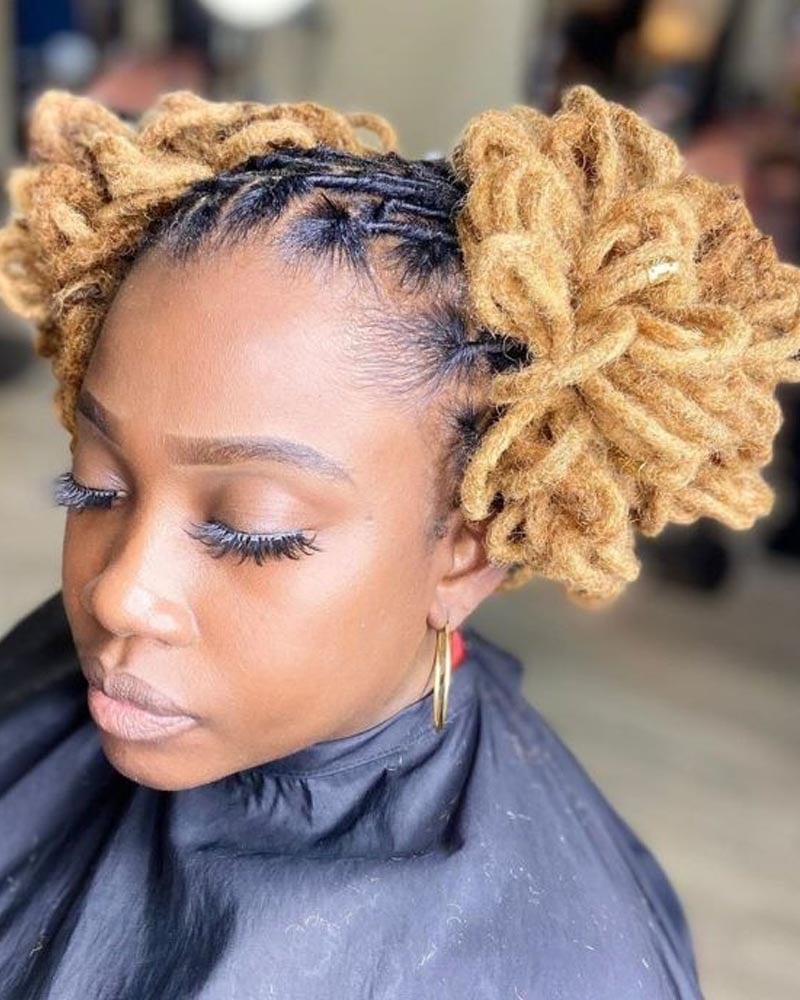 women dreadlock hairstyles blonde dreaded space buns - Luxe Digital