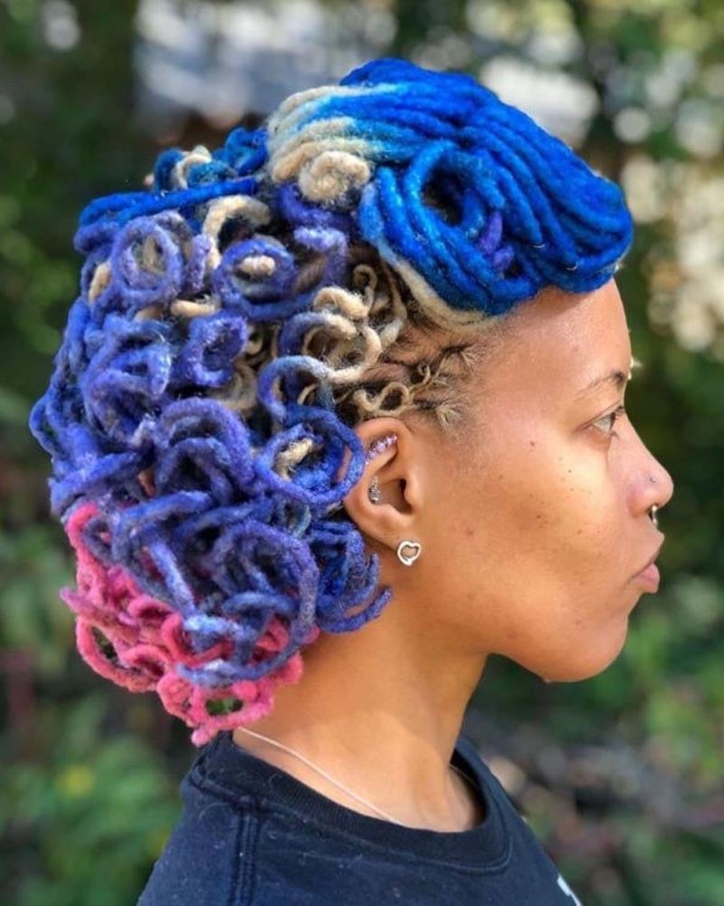 women dreadlock hairstyles colorful kinky curly dreads - Luxe Digital