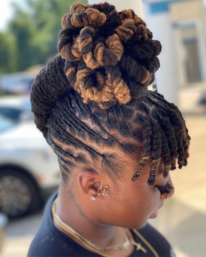 women dreadlock hairstyles dyed dreads with bangs - Luxe Digital