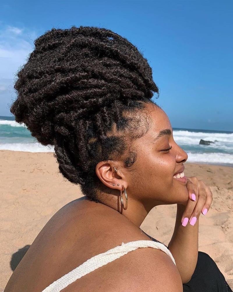 women dreadlock hairstyles natural dreadlocks updo - Luxe Digital